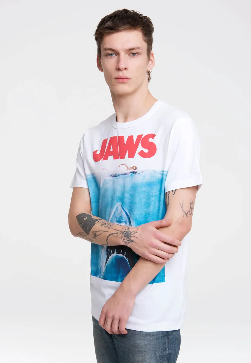 

Футболка LOGOSHIRT "Jaws" с культовым принтом, белый