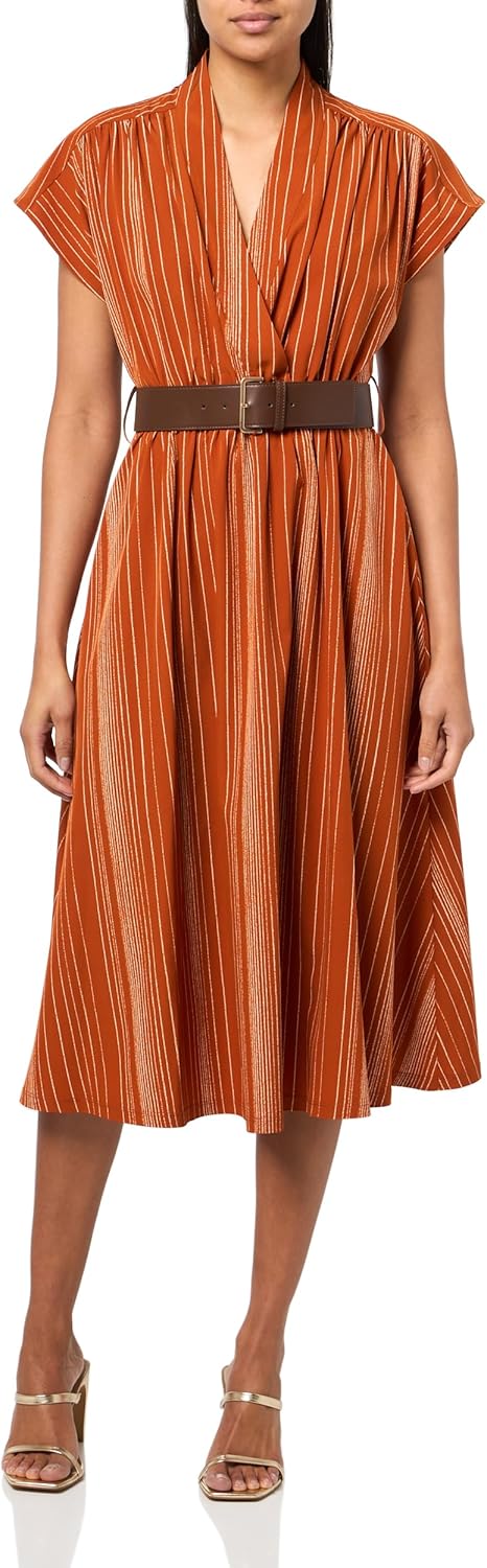 

Женское платье-трапеция Calvin Klein Commuter с короткими рукавами, Terra/Antq White