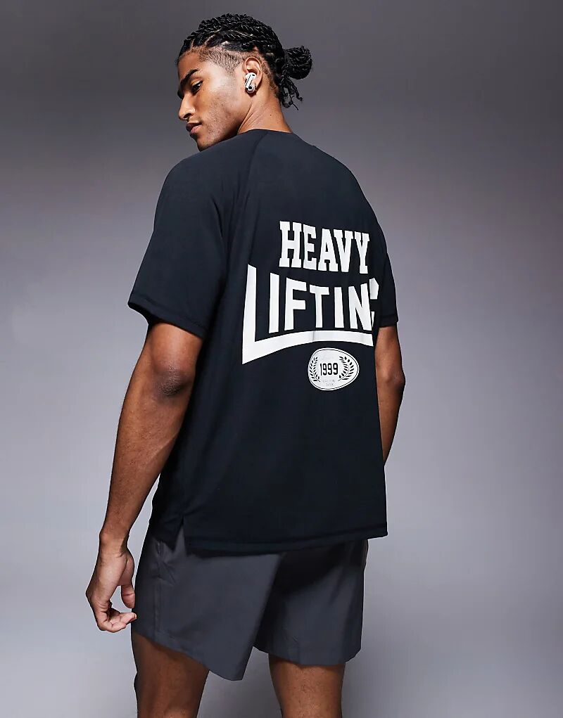 

Футболка с принтом на спине Heavy Lifting, быстросохнущая, чёрного цвета, 4505