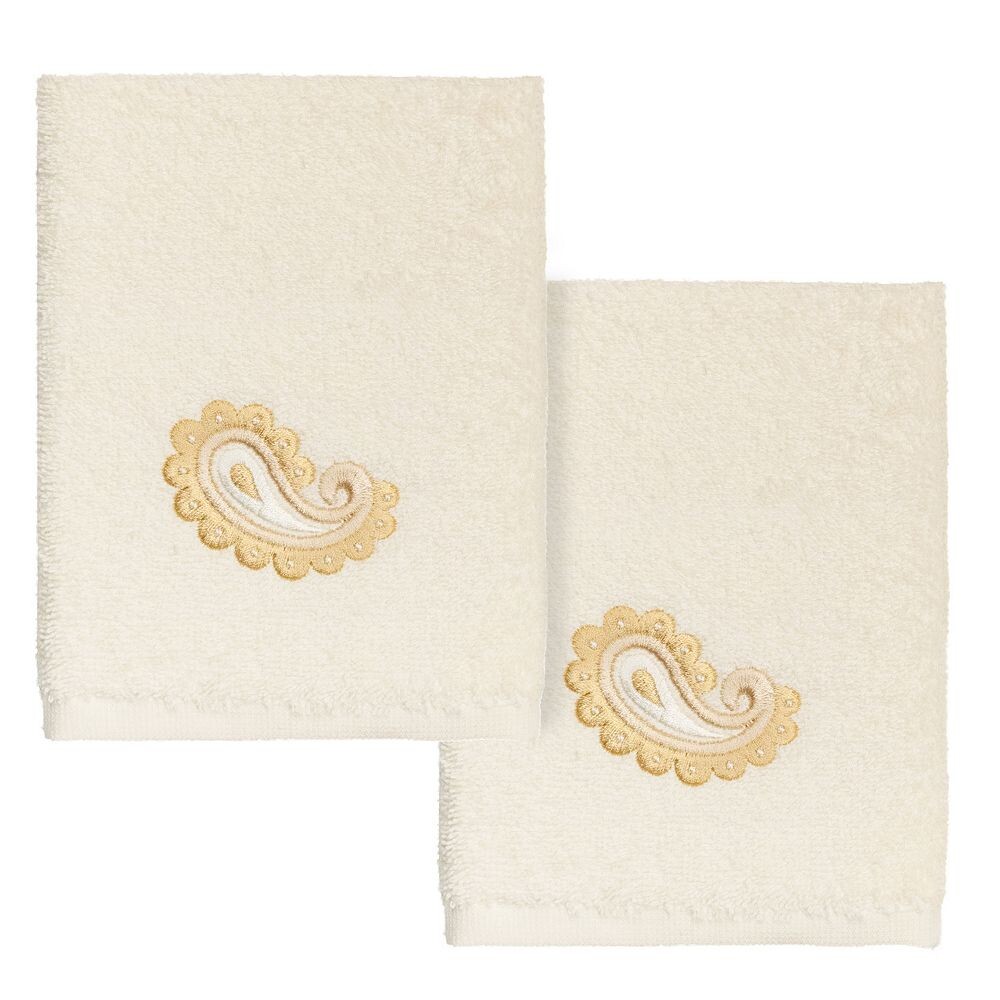 

Linum Home Textiles Турецкий хлопок Mackenzie Набор украшенных мочалок из 2 предметов, цвет Cream