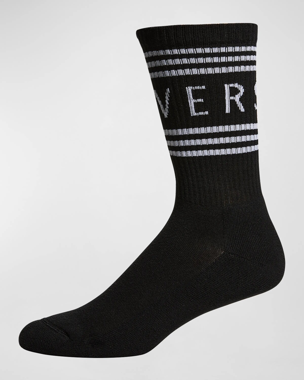 

Мужские хлопковые эластичные носки с логотипом Versace, цвет Black/White