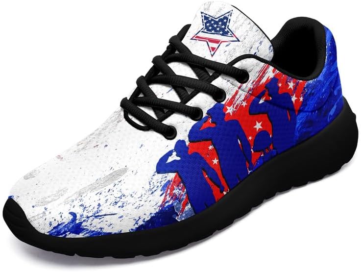 

Кроссовки для бега с американской тематикой для мужчин и женщин, стиль США, флаг США, звезды, легкие, комфортные, с амортизацией, для ходьбы Awsole, черный