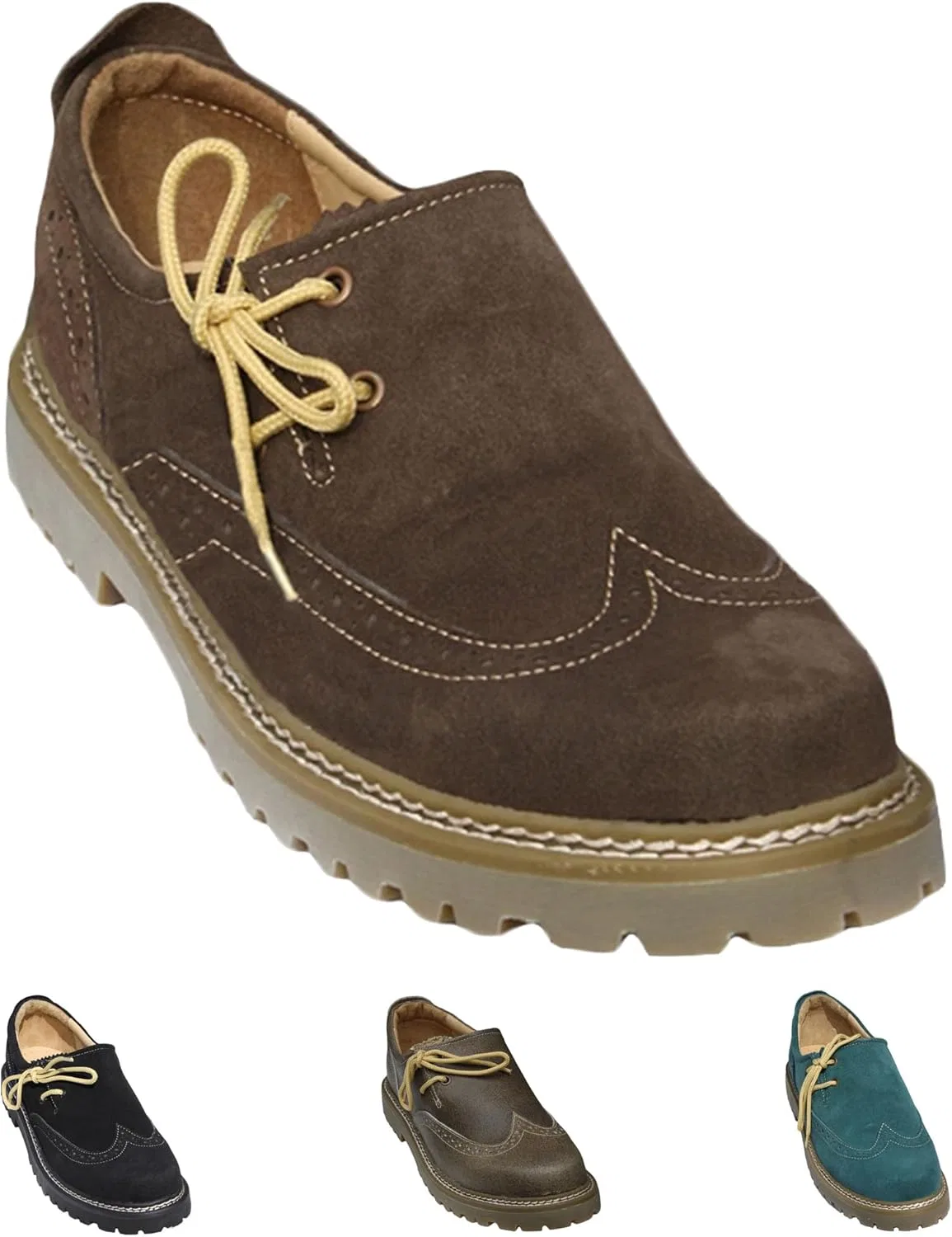 Мужские традиционные туфли-броги German Wear Haferlschuhe, ручная работа, кожа, темно-коричневый цвет — фото 2