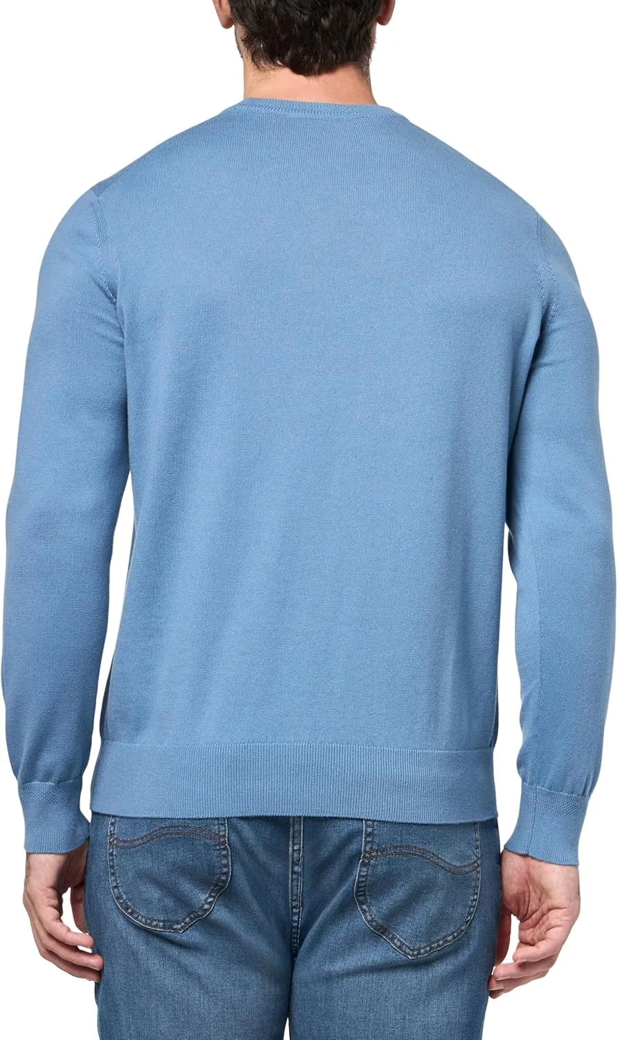 Свитер BOSS Men's Square Logo Cotton Blend Knit, синий — фото 2