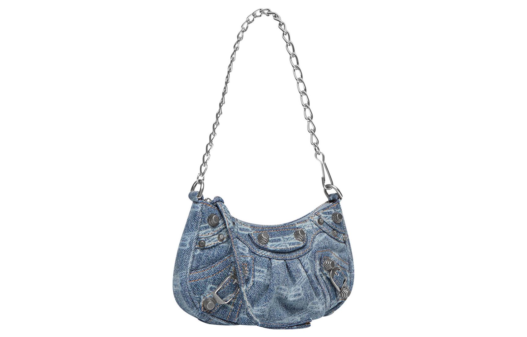 Сумка Le Cagole Mini с цепью Bb Monogram из отбеленного денима Balenciaga — фото 3