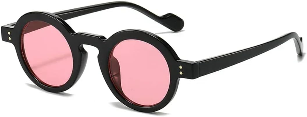 

Ретро маленькие круглые солнцезащитные очки для женщин, модные, с прозрачными линзами, защита от УФ-излучения UV400, мужские, с заклепками, в стиле панк SZVVBKK, Black Pink