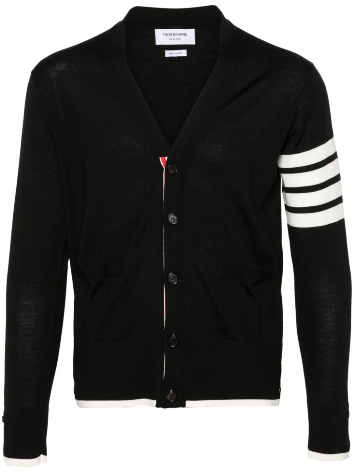 

Thom Browne шерстяной кардиган с полосками 4-Bar, черный