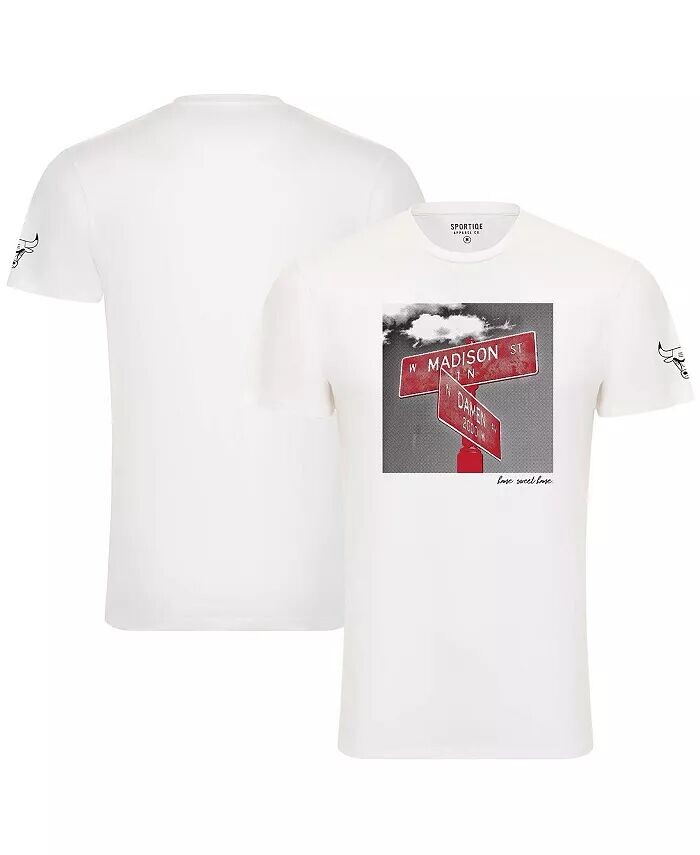 

Мужская и женская белая футболка Chicago Bulls 1966 Collection Bingham Sportiqe