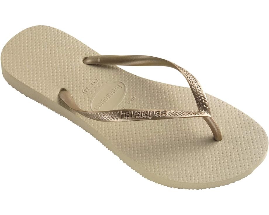 Сандалии Havaianas Slim Flip Flop, цвет Sand Grey/Light Golden — фото 3