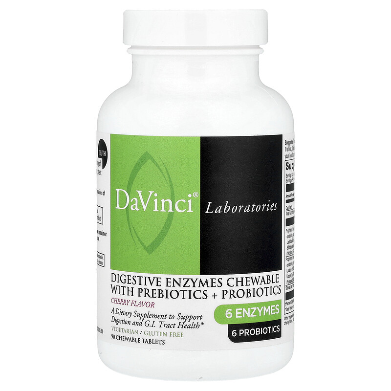 

DaVinci Laboratories, Мега пробиотик ND с пищеварительными ферментами, жевательные, вишня, 90 жевательных таблеток