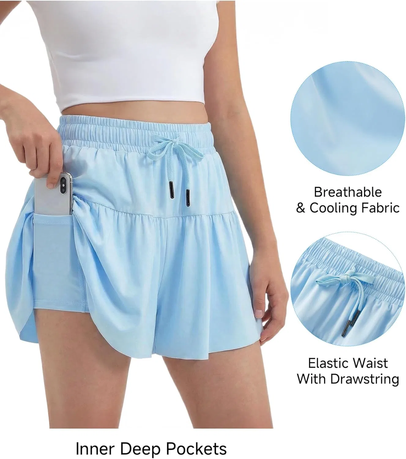 Детские шорты для бега Stelle, Light Blue — фото 3