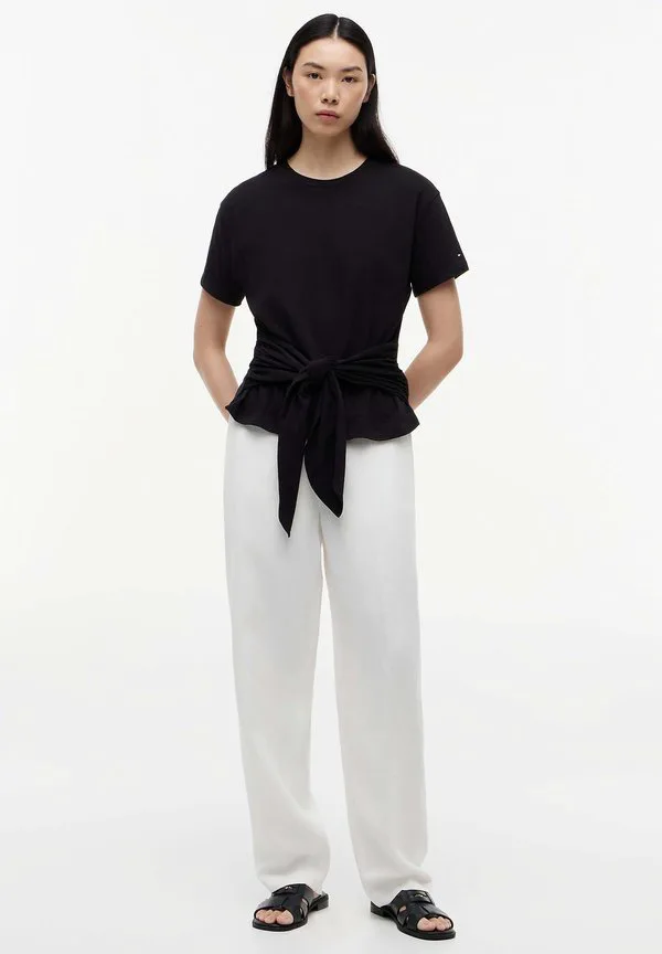 Футболка с принтом, свободный крой, с завязками на шее. Tommy Hilfiger, Black — фото 2