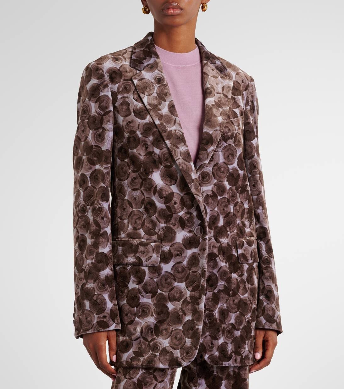 Блейзер из хлопковой смеси с принтом Dries Van Noten, цвет mauve — фото 4