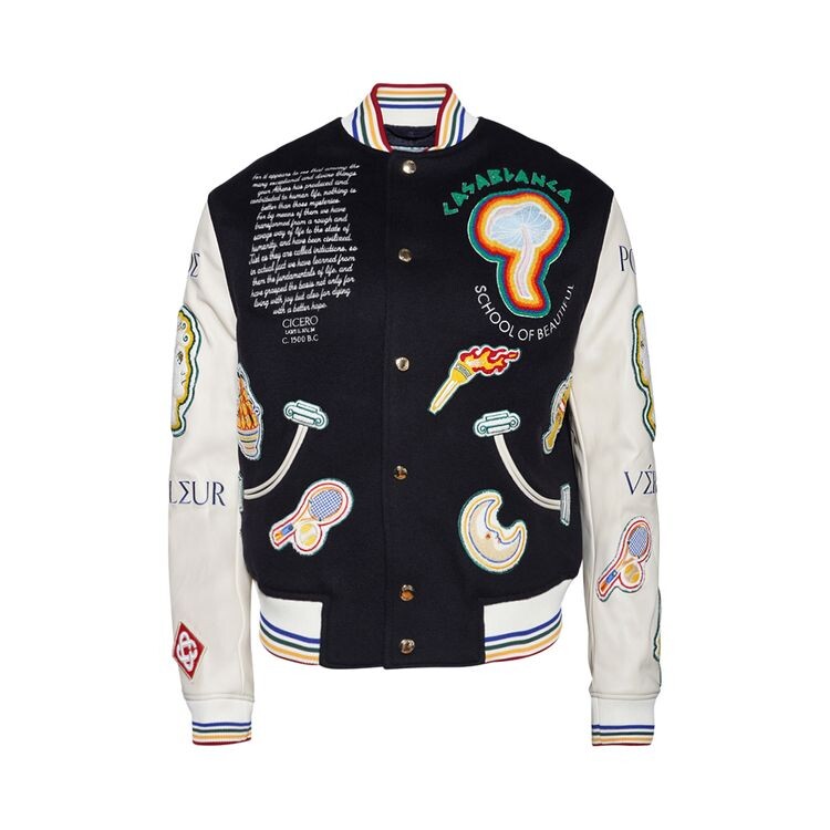 

Куртка Casablanca Chenille Embroidered Patchwork Bomber Jacket Navy/Off White, синий