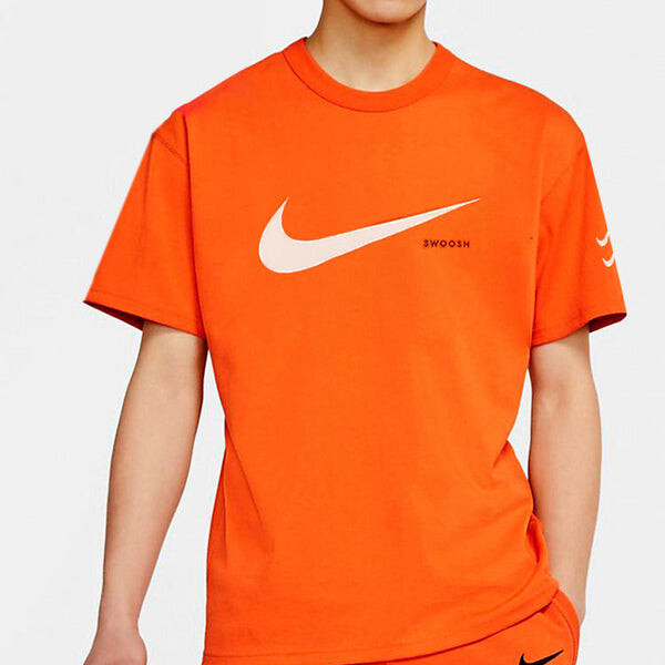 Футболка Men's Nike Swoosh Large Logo Printing Knit Round Neck Short Sleeve Orange Red T-Shirt, мультиколор — фото 3