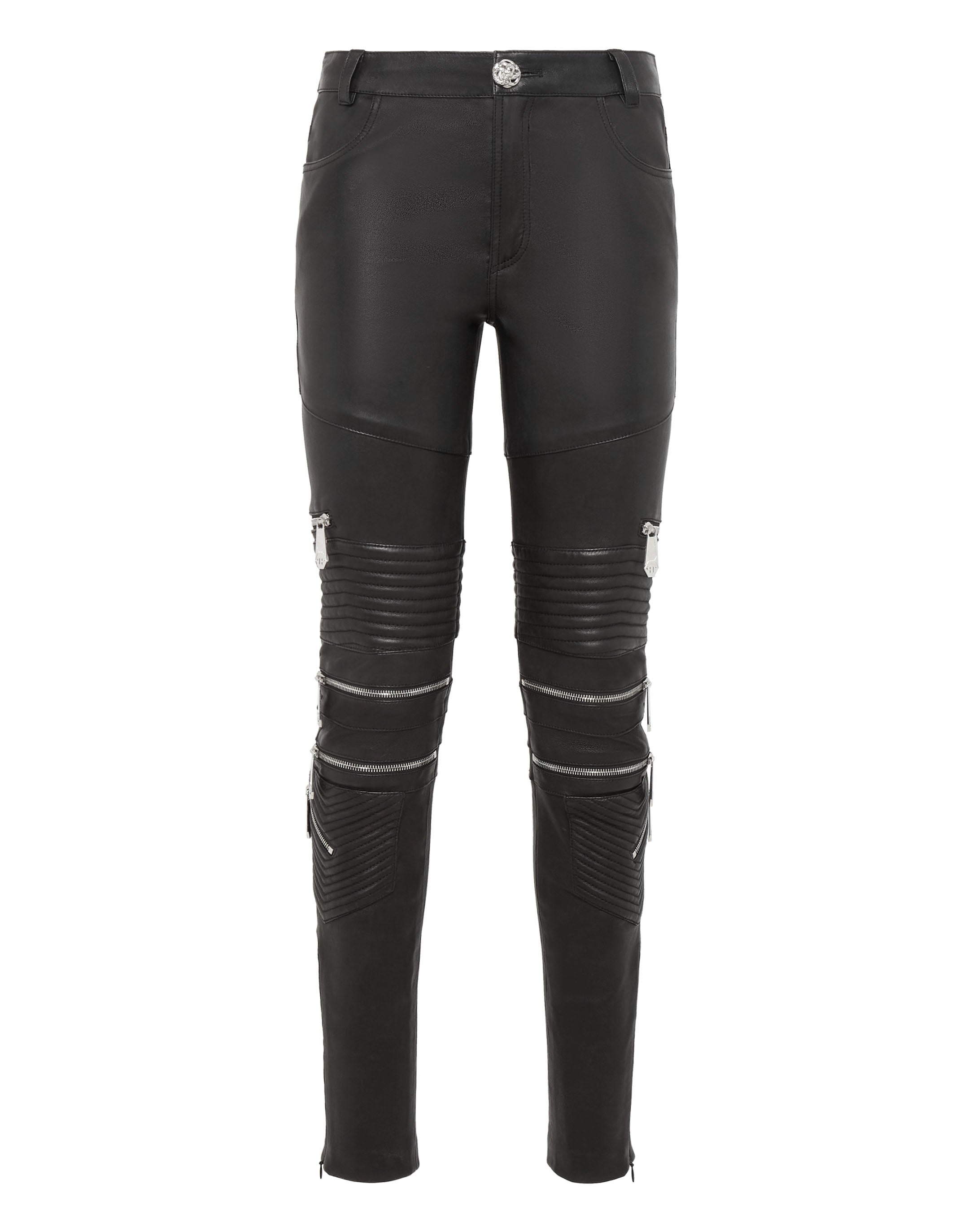 

Кожаные брюки длинные PHILIPP PLEIN, черный