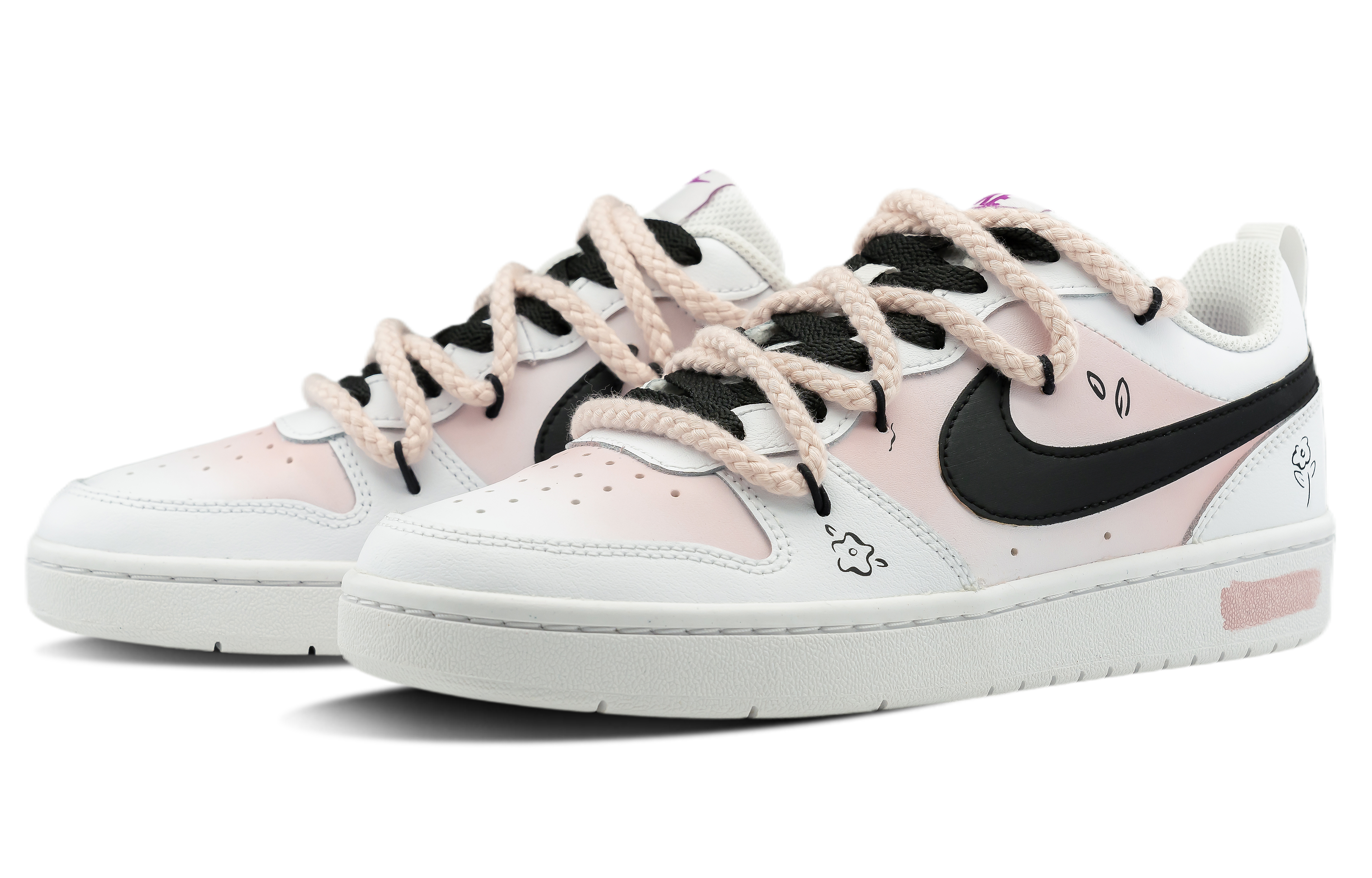 

Кроссовки Nike Court Borough Skateboard Shoes Women's Low-Top Pink, Белый, Кроссовки Nike Court Borough Skateboard Shoes Women's Low-Top Pink