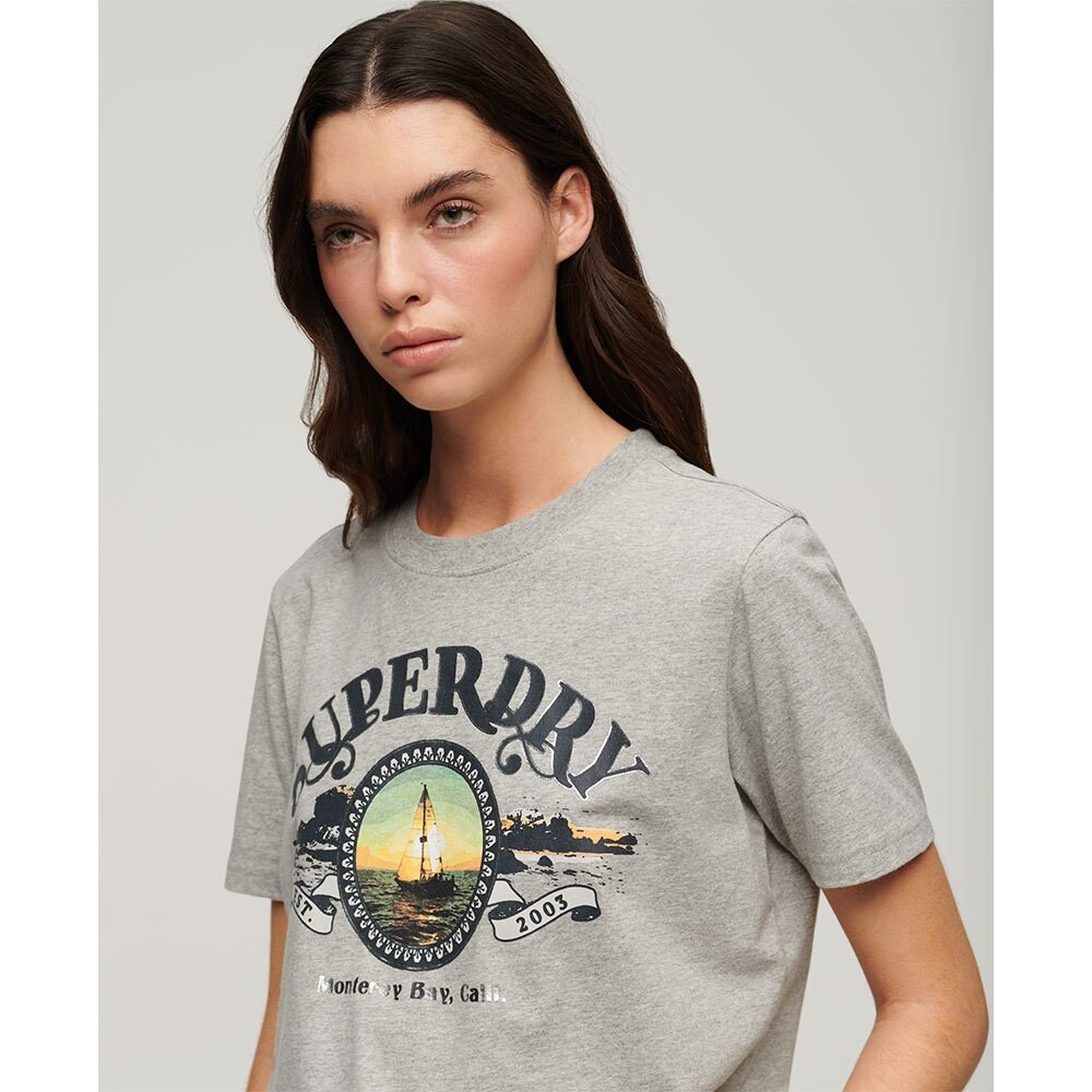 Футболка с коротким рукавом Superdry Travel Souvenir Relaxed, бежевый — фото 4