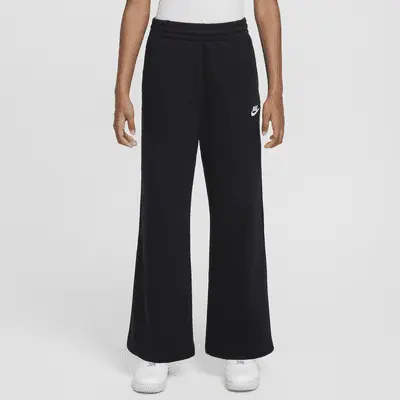 Брюки Nike Sportswear Club Fleece Girls' Wide-Leg Pants, черный/белый