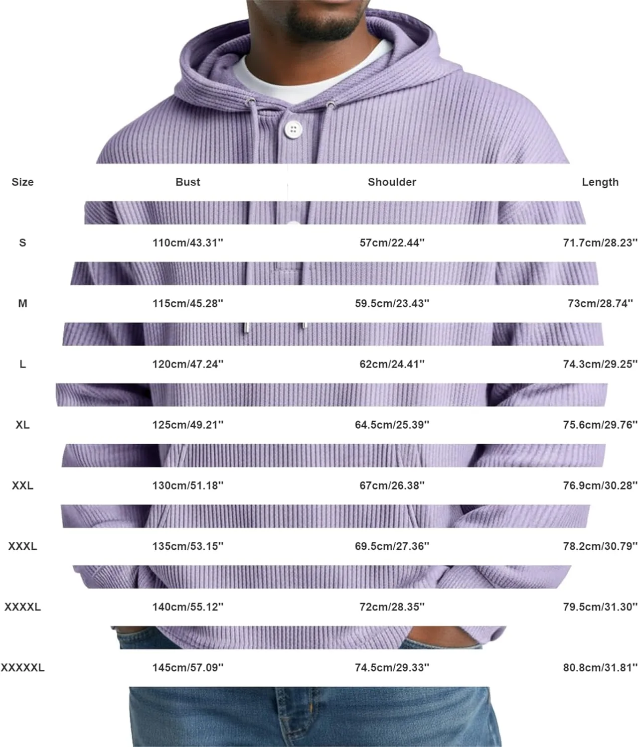 Толстовка с капюшоном Henley для мужчин Big and Tall, с карманом-кенгуру — фото 2