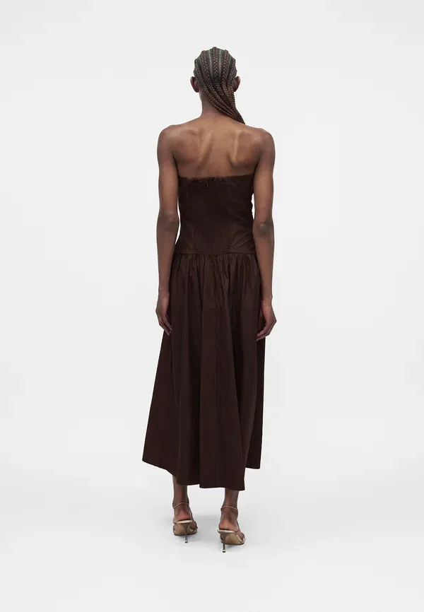 Платье-макси Gap, Strapless draped bodice maxi dress, терракотовый — фото 3