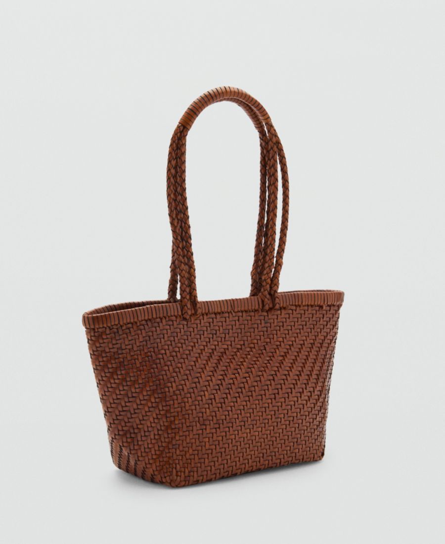 

Женская плетеная кожаная сумка через плечо MANGO, Leather
