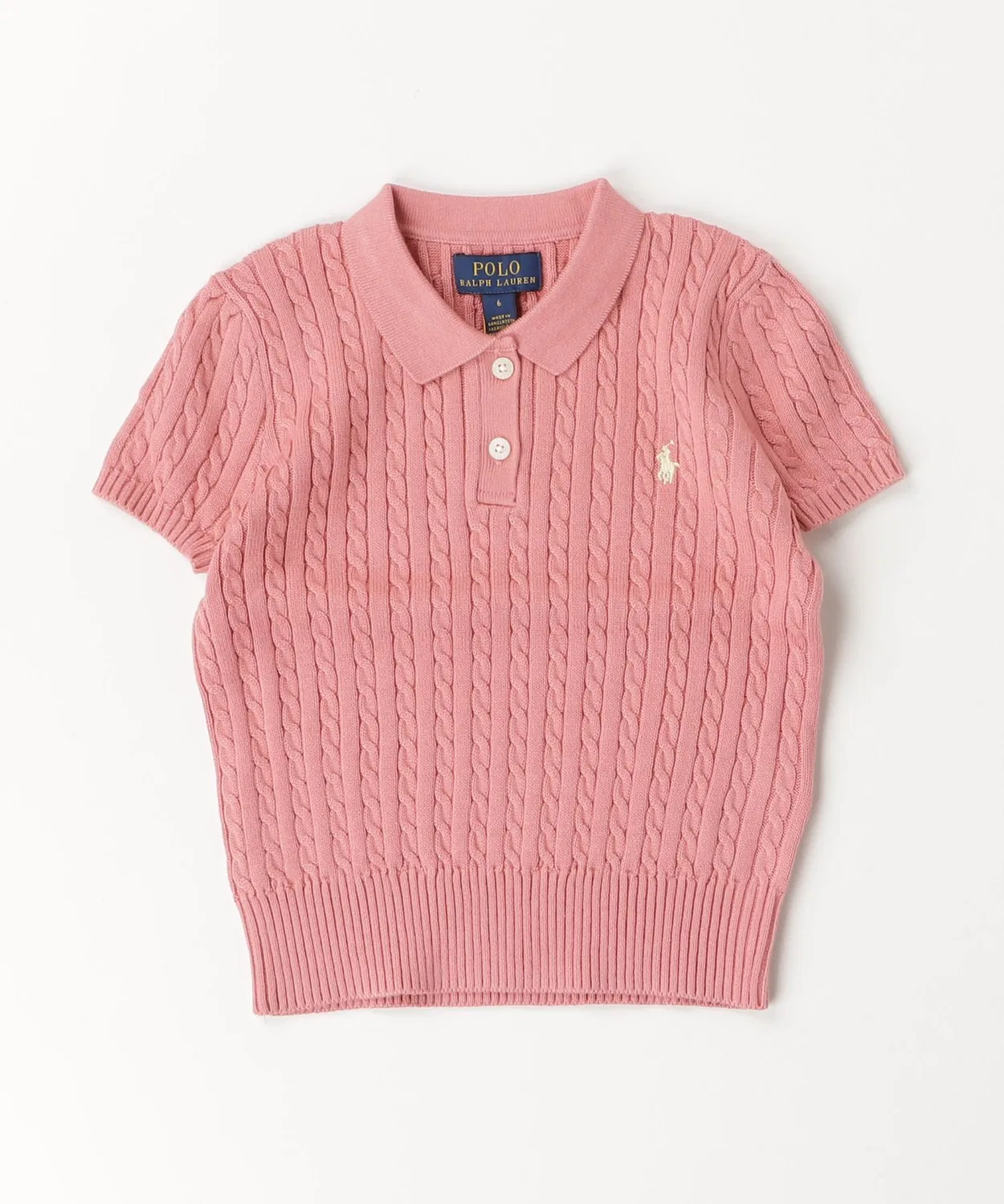 Свитер поло из хлопка с мини-косами, Polo Ralph Lauren, розовый — фото 3