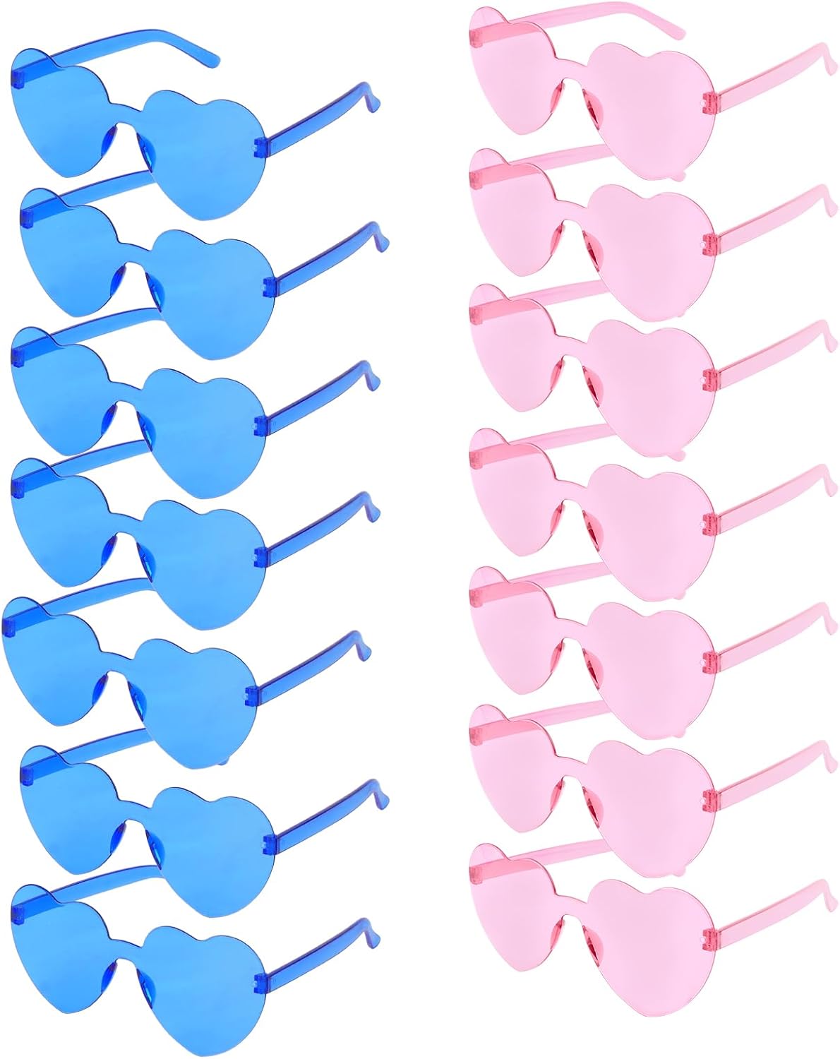 

Набор из 14 солнцезащитных очков в форме сердца для женщин. Очки для вечеринки в форме сердца, для девичника, подружки невесты, в качестве подарков на День святого Валентина ACO-UINT, Pink and Blue