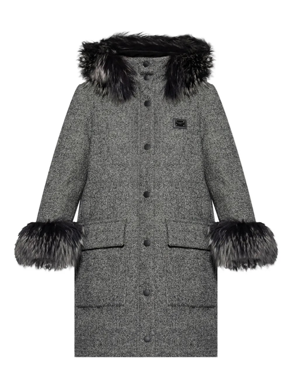 

Шерстяное пальто с искусственным мехом Dolce & Gabbana, серый