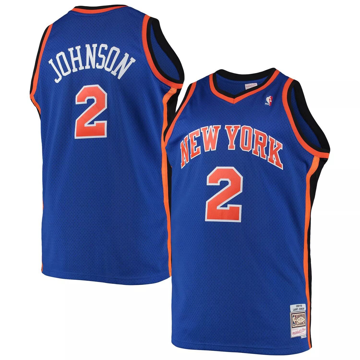 

Мужская синяя майка Mitchell & Ness Larry Johnson New York Knicks Big & Tall Hardwood Classics Swingman, Синий, Мужская синяя майка Mitchell & Ness Larry Johnson New York Knicks Big & Tall Hardwood Classics Swingman