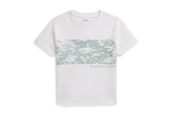 Футболка с принтом акулы Polo Ralph Lauren Kids, White