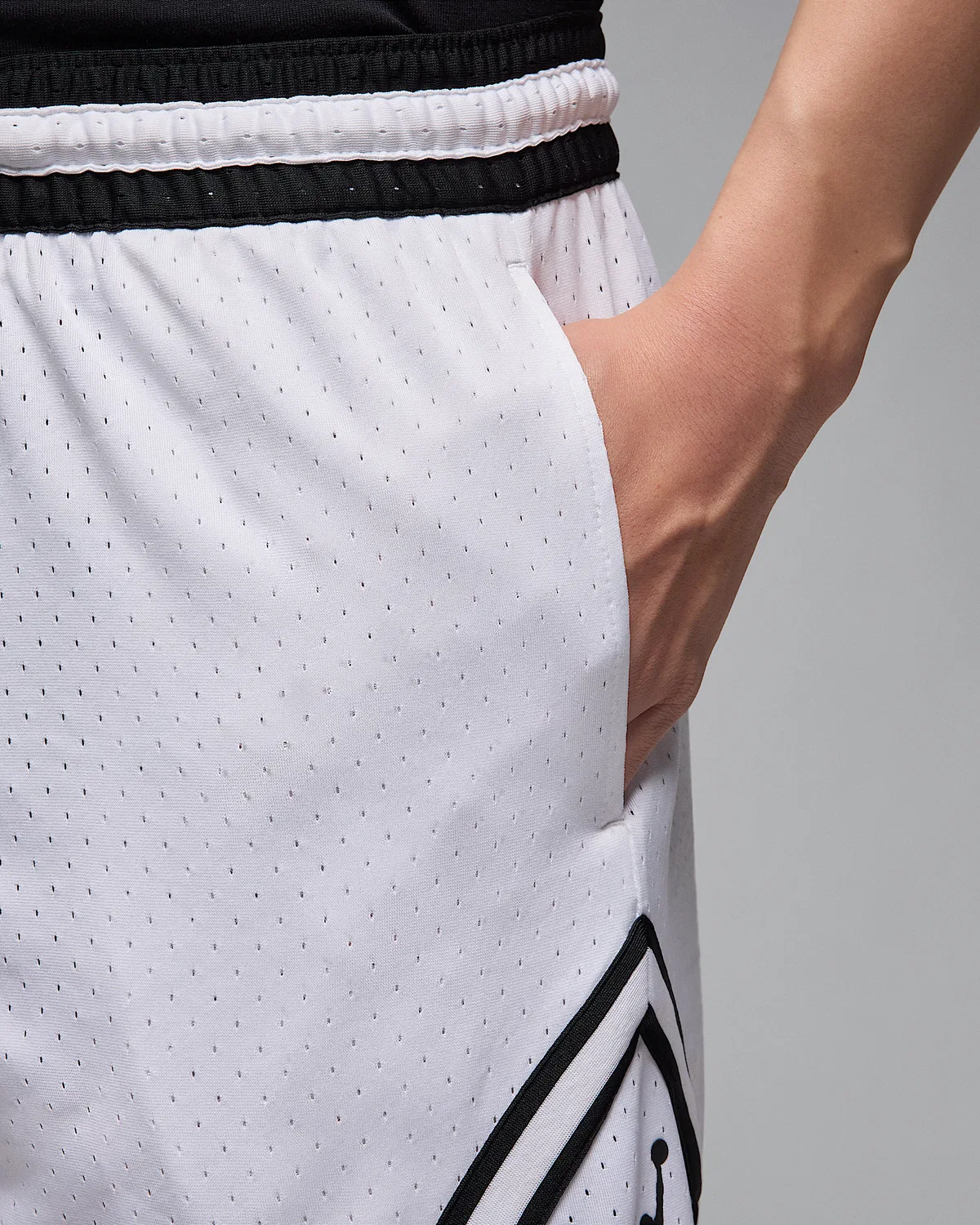 Мужские шорты Jordan Sport Dri-FIT Mesh Diamond, White/Black/Black — фото 4