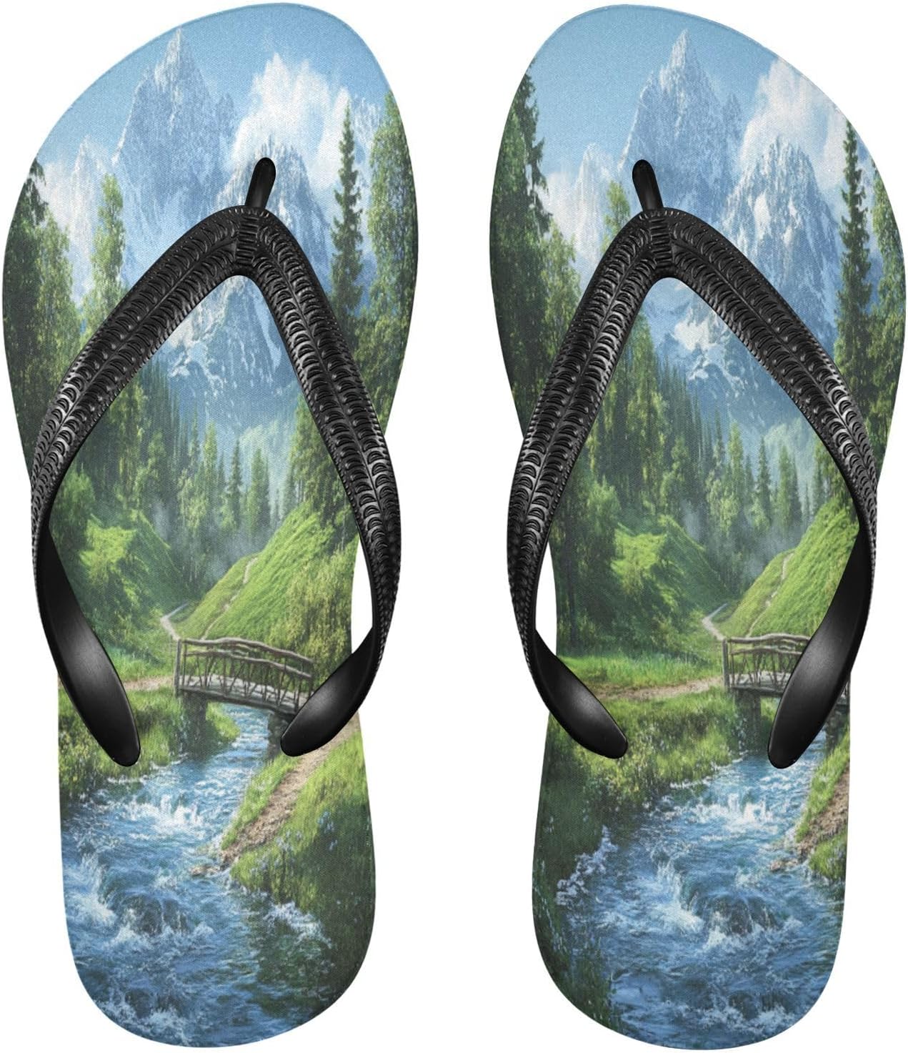 

Шлепанцы для пляжа, душа, летние тапочки из резины с нескользящей подошвой, для ходьбы, для мужчин и женщин, с мостом через реку и гору, зеленые Sinestour