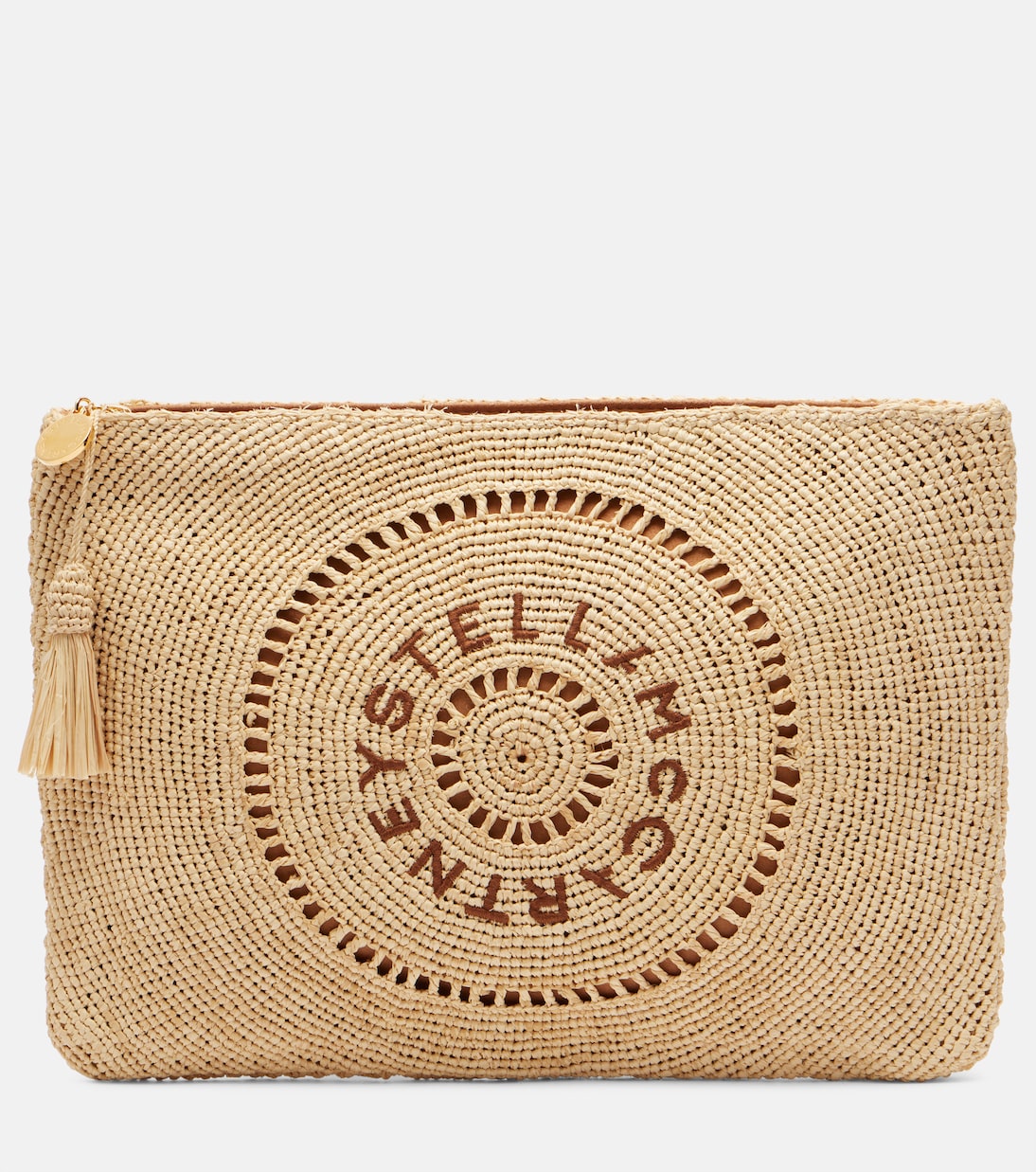 

Клатч из рафии с логотипом Stella McCartney, Natural/ Tan