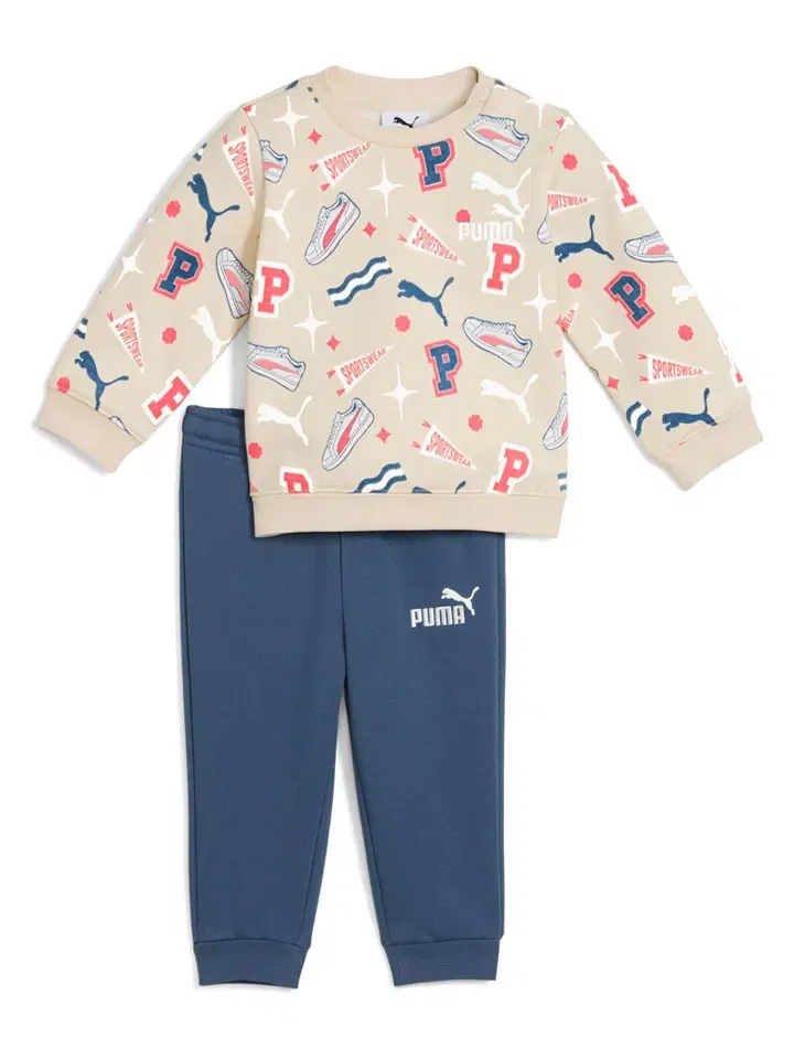 Свитшот, графический принт, Puma, бежевый/темно-синий