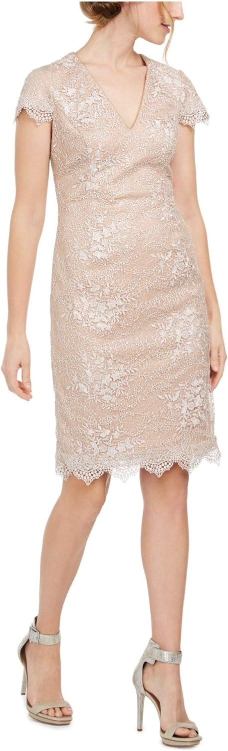 

Женское коктейльное платье Calvin Klein с V-образным вырезом и фестончатым подолом, Khaki/Nude