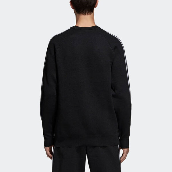 Толстовка adidas originals 3 Stripes Knit Crew Black White, черный — фото 3