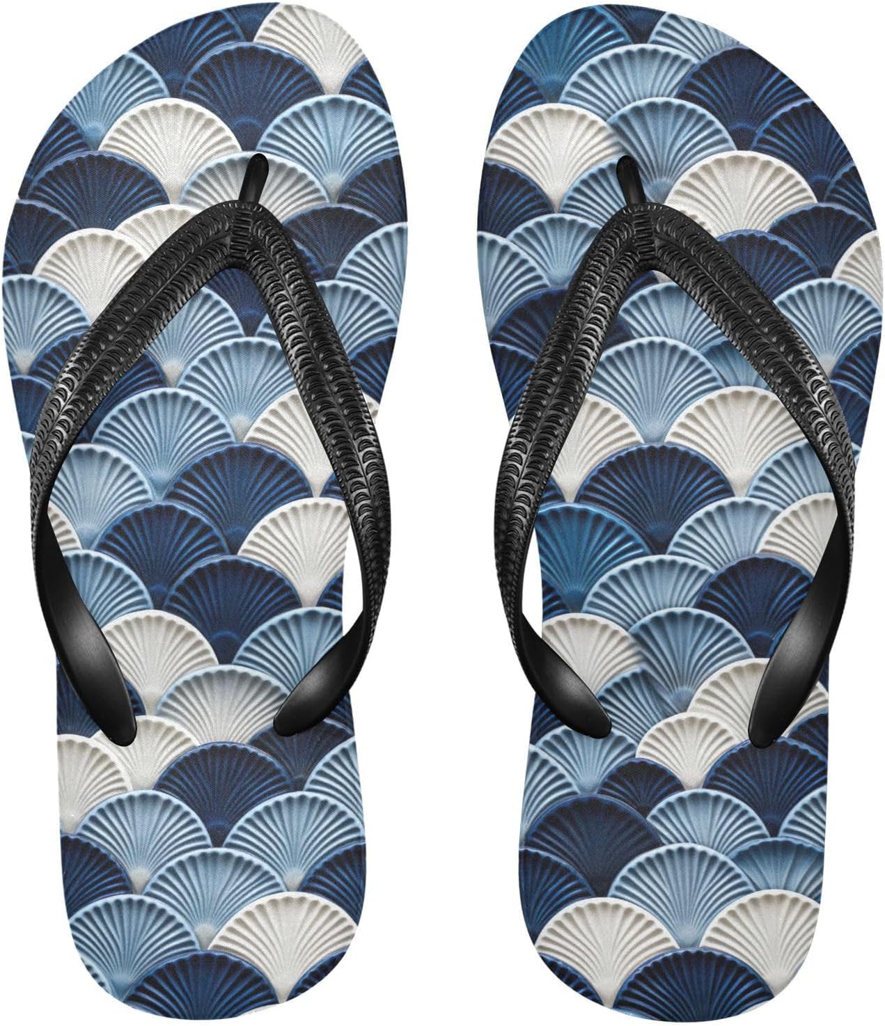 

Мужские летние шлепанцы для пляжа с синими чешуйками русалки, резиновые, противоскользящие, для душа и прогулок Sinestour