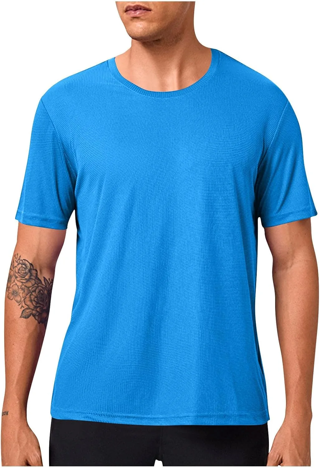 Мужская однотонная футболка для спорта, Stretch Casual с коротким рукавом и круглым вырезом — фото 3