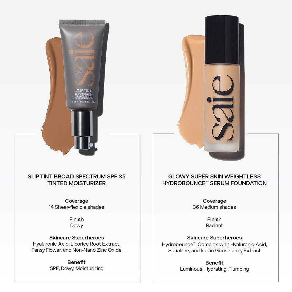 Легкий тонирующий увлажняющий крем Saie Slip Tint с минеральным цинком SPF 35 и гиалуроновой кислотой, 7 — фото 4