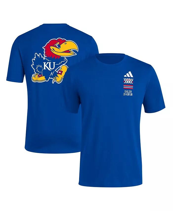 

Мужская футболка Royal Kansas Jayhawks Reverse Retro Baseball 2 Hit Adidas, синий