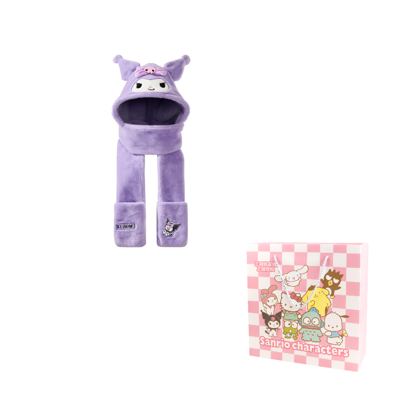 

Kulomi Polyester Hoods & Plush Hats Unisex Sanrio, kuromi фиолетовый three-piece set