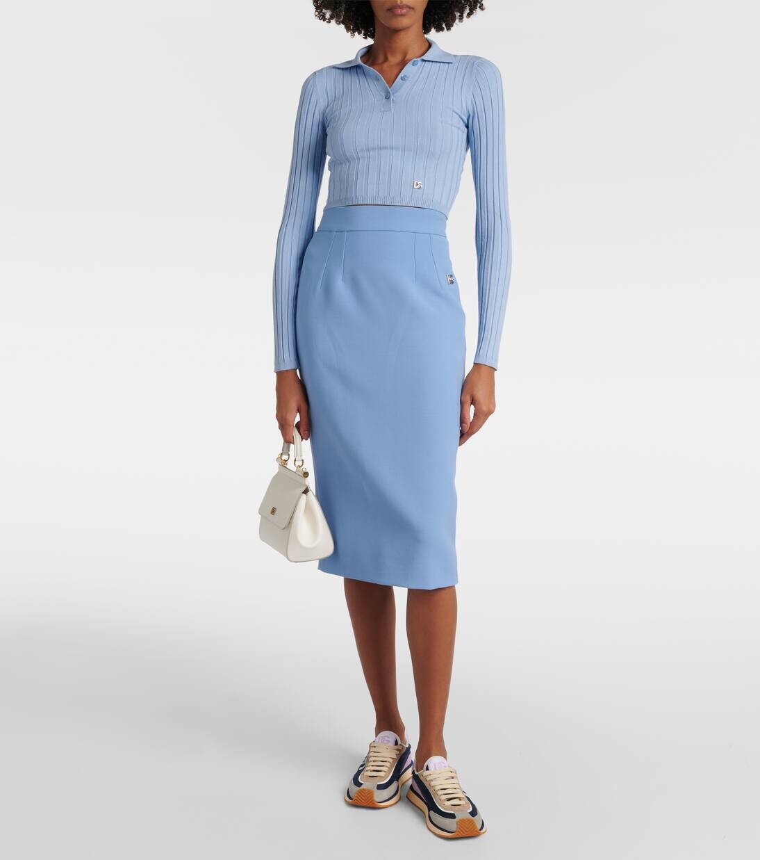 Кроссовки из замши с логотипом Dolce&Gabbana, цвет blu/grigio — фото 2