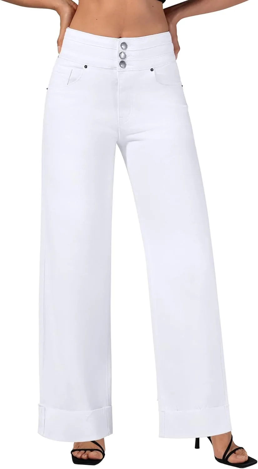 

Roswear Женские джинсы с высокой талией и широкими штанинами