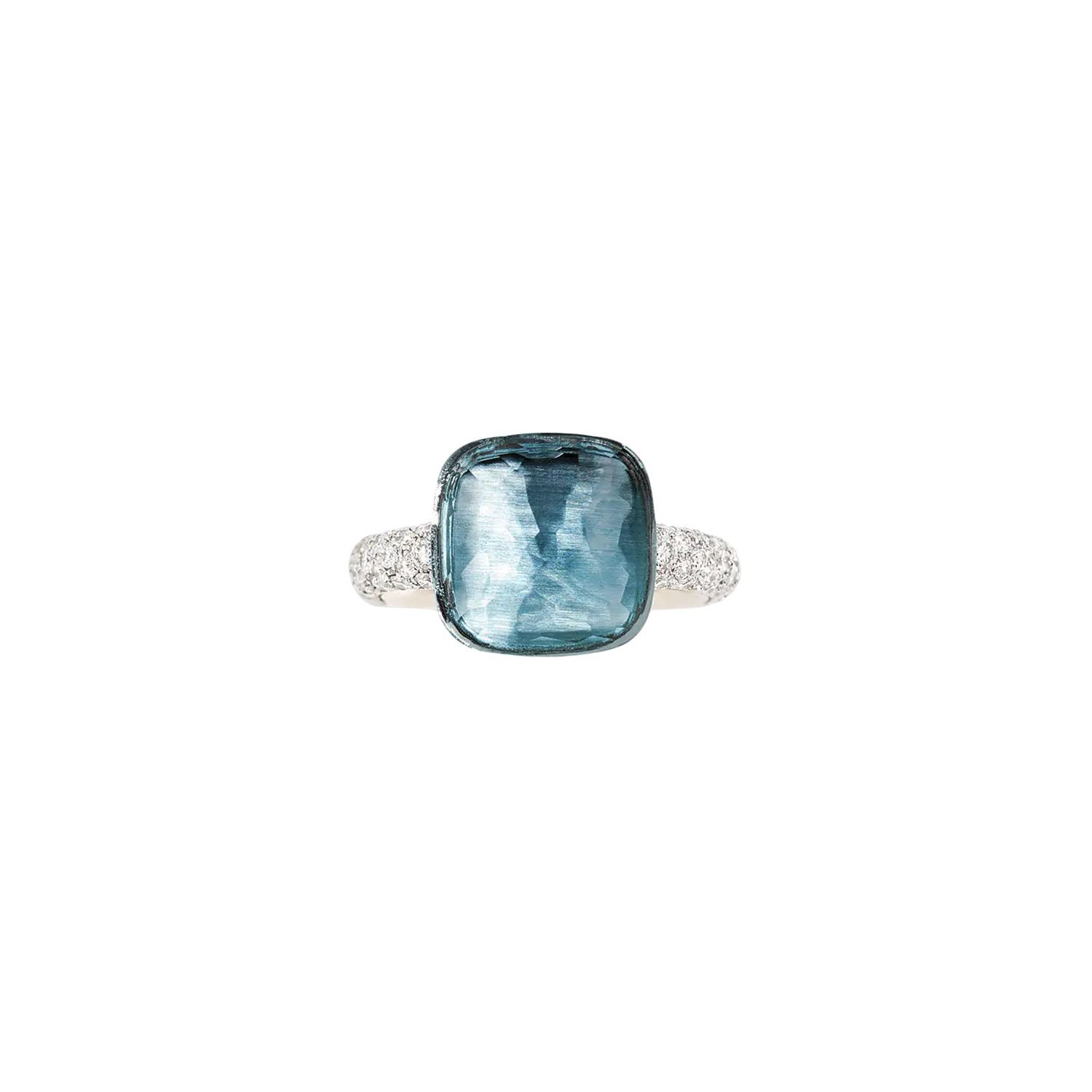 

Кольцо nudo - кольцо из белого золота с кастом из розового золота, ограненным голубым топазом и бриллиантами - a.b401/b9o6oy POMELLATO