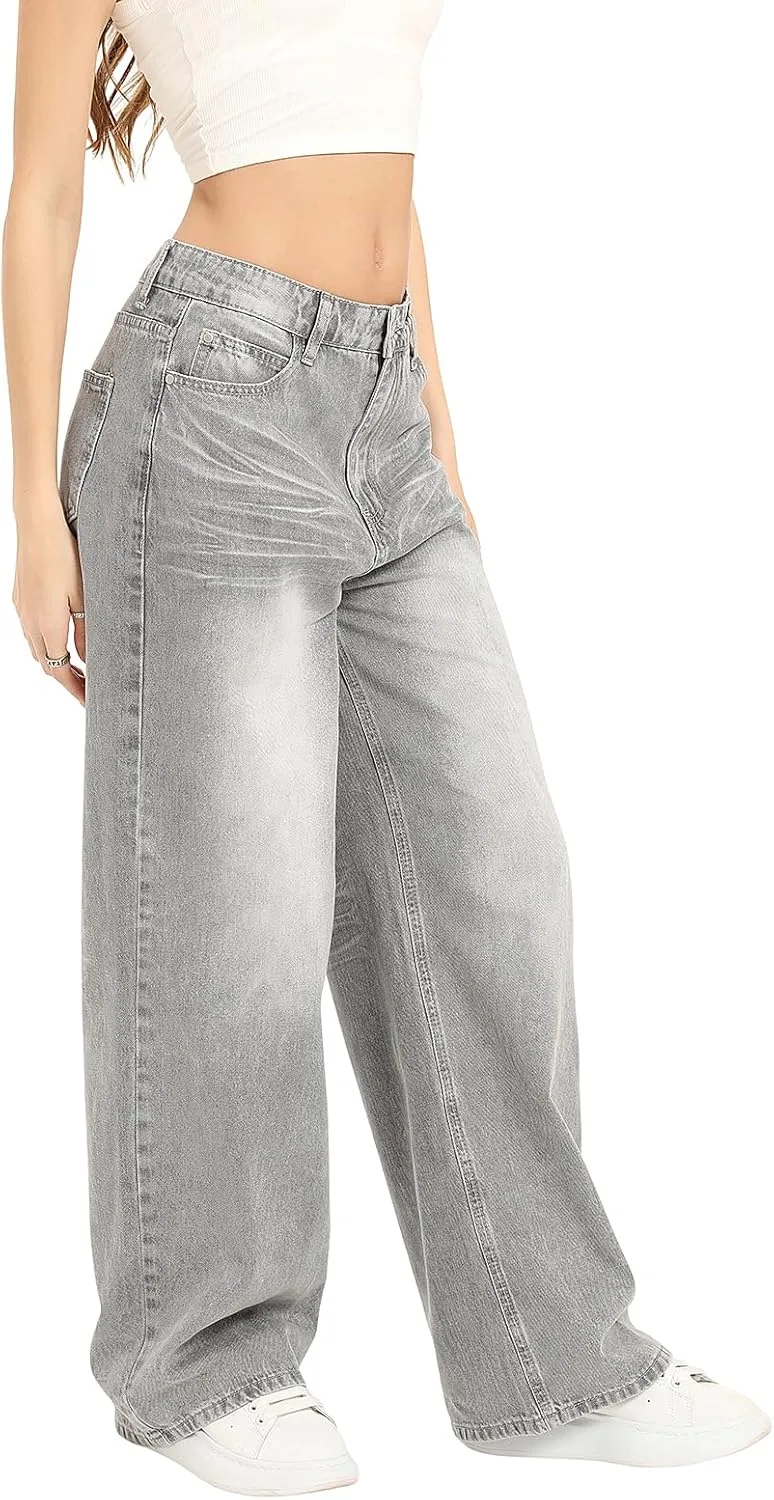 Женские джинсы High Waisted Wide Leg в стиле Y2K — фото 4