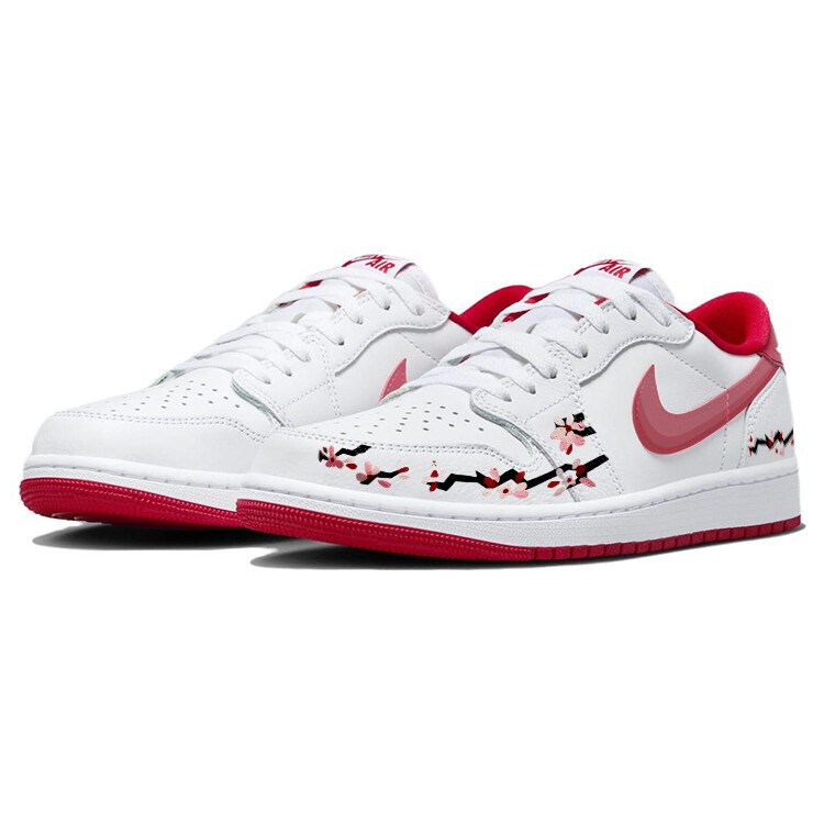 Кроссовки Air Jordan 1 Vintage Basketball Shoes Unisex Low-top Pink/white, белый — фото 3