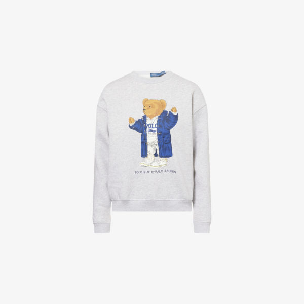 

Свитшот с круглым вырезом и принтом медведя из хлопковой смеси Polo Ralph Lauren, цвет light smoke heather