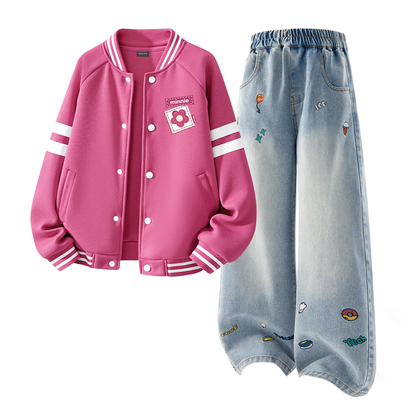 Детский спортивный комплект Casual Sportswear 2 Piece Set Disney, di hua jie k темно-синий+solid color denim синий — фото 4