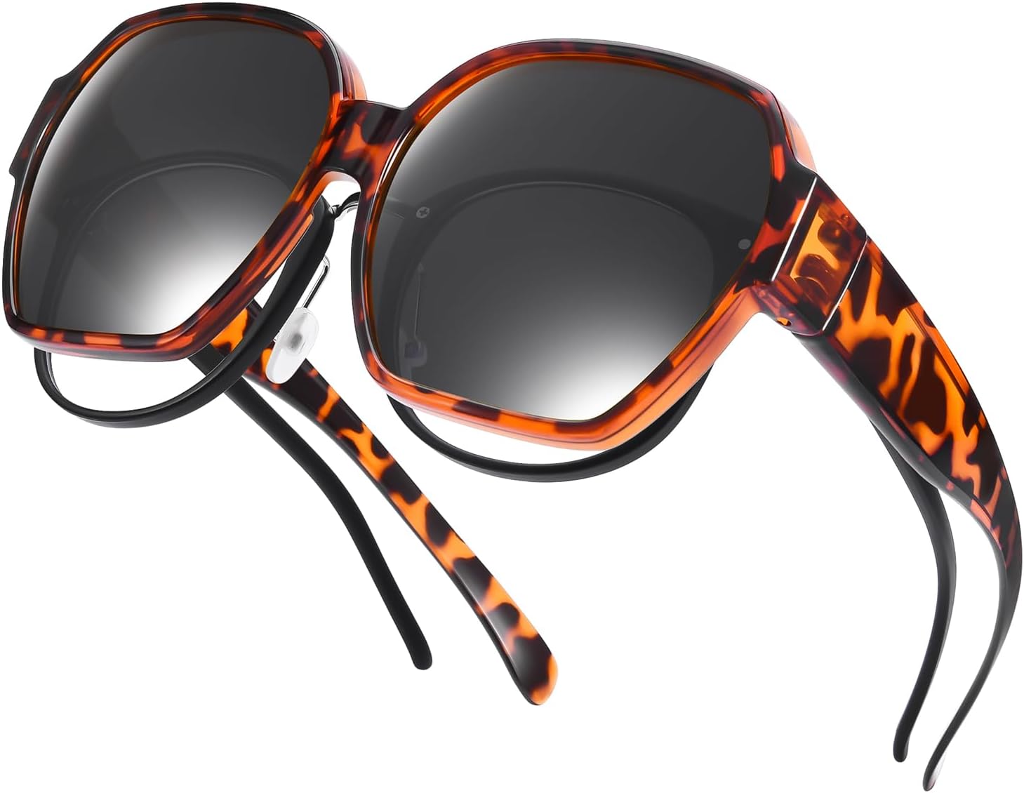 

Большие солнцезащитные очки, надеваемые поверх обычных очков, для мужчин и женщин, поляризованные квадратные солнцезащитные очки с линзами, защищающими от УФ-излучения UV400 TINHAO, Amber Leopard-black